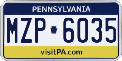 PA license plate MZP6035