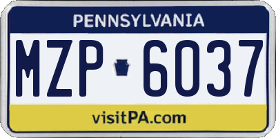 PA license plate MZP6037