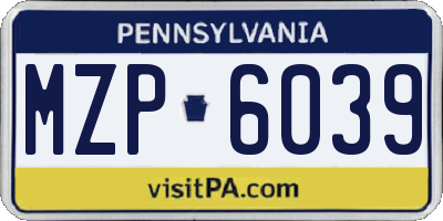 PA license plate MZP6039