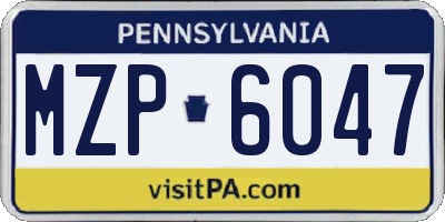 PA license plate MZP6047