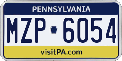 PA license plate MZP6054