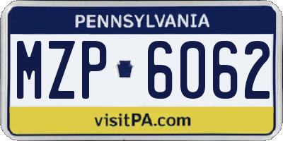 PA license plate MZP6062