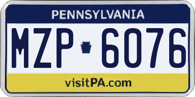 PA license plate MZP6076