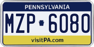 PA license plate MZP6080