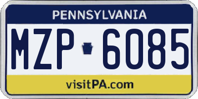 PA license plate MZP6085