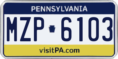 PA license plate MZP6103