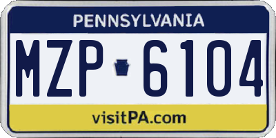 PA license plate MZP6104