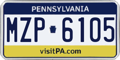 PA license plate MZP6105