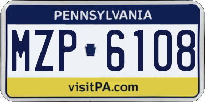 PA license plate MZP6108