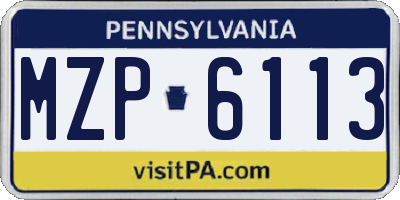 PA license plate MZP6113