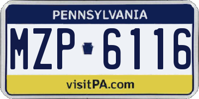 PA license plate MZP6116