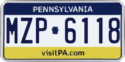 PA license plate MZP6118