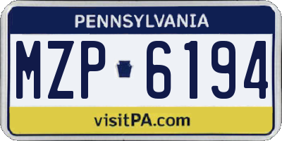 PA license plate MZP6194