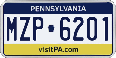 PA license plate MZP6201