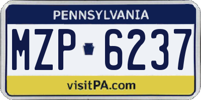 PA license plate MZP6237
