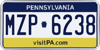 PA license plate MZP6238