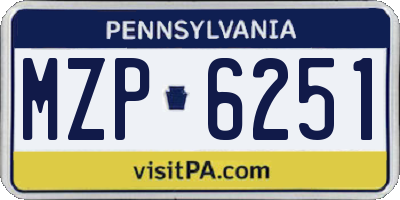 PA license plate MZP6251