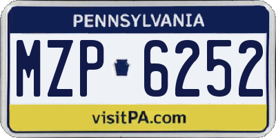 PA license plate MZP6252