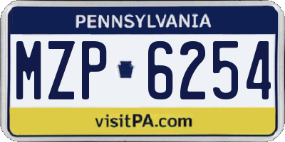 PA license plate MZP6254