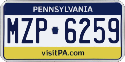 PA license plate MZP6259