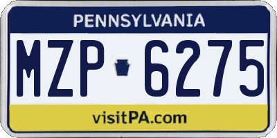 PA license plate MZP6275