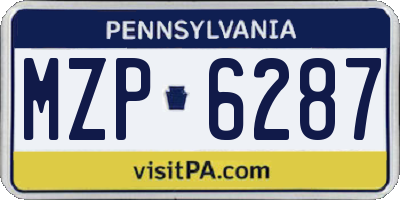 PA license plate MZP6287