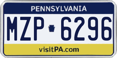 PA license plate MZP6296