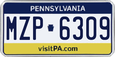 PA license plate MZP6309
