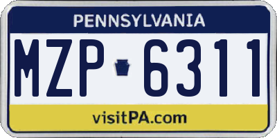 PA license plate MZP6311