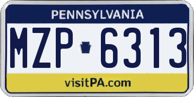 PA license plate MZP6313