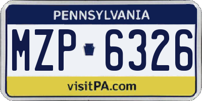 PA license plate MZP6326