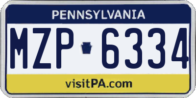 PA license plate MZP6334