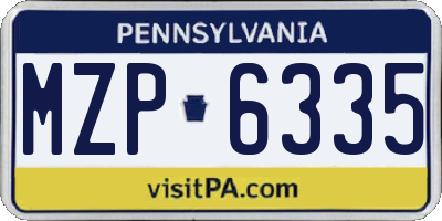 PA license plate MZP6335