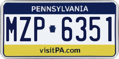 PA license plate MZP6351
