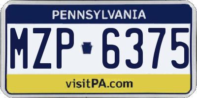 PA license plate MZP6375