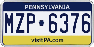 PA license plate MZP6376