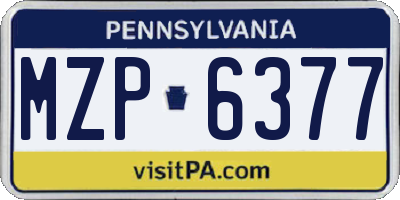 PA license plate MZP6377