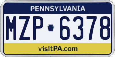 PA license plate MZP6378