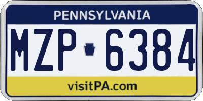 PA license plate MZP6384