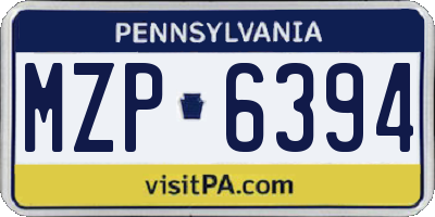 PA license plate MZP6394