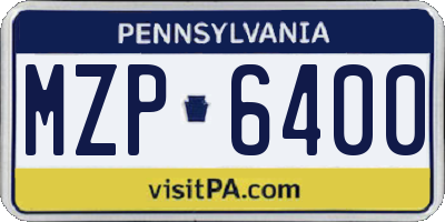 PA license plate MZP6400