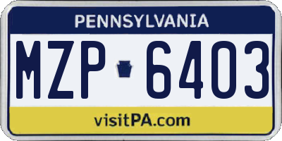 PA license plate MZP6403