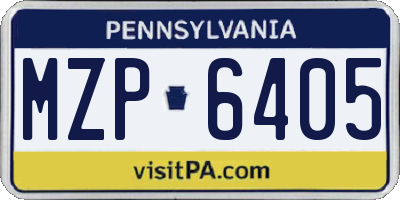 PA license plate MZP6405