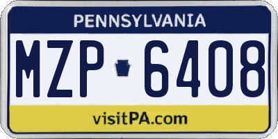 PA license plate MZP6408