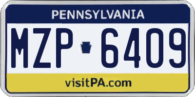 PA license plate MZP6409
