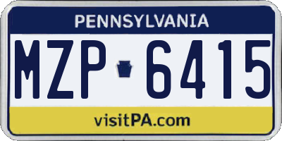 PA license plate MZP6415