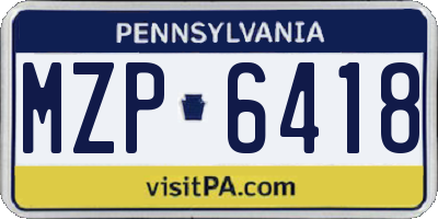 PA license plate MZP6418