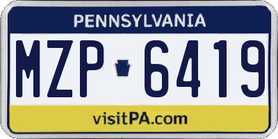 PA license plate MZP6419