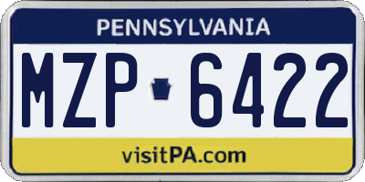 PA license plate MZP6422