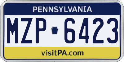 PA license plate MZP6423